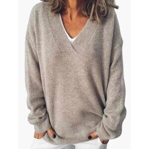 Pappya Yuluosha Brown Plain V-Neck Sweater Women's Size XXL New with Tags in Pac